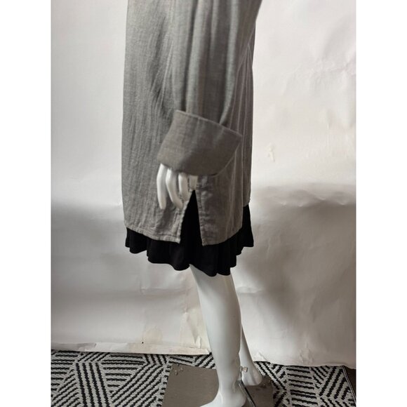 Coldwater Creek XL Embroidered Button-Front Tunic Top Gray 100% Cotton Long Slee - Picture 11 of 16